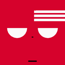 a red background with white stripes and a black circle