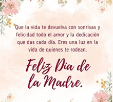 a greeting card for mother 's day in spanish with flowers in the background
