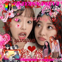 a picture of two girls with yanyan written in the corner
