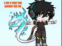 a drawing of a boy with the words i am a tree you cannot see me above him