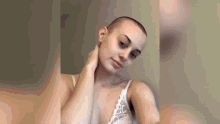 beautiful woman bald head shave