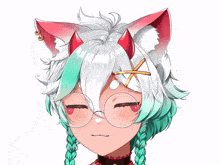 a drawing of a girl with devil horns and glasses