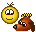 a pixel art of a smiley face and a dog with a bow on its head .