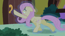 a cartoon of a pony with a question mark in her hand