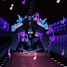 an animated image of a skeleton and a man with the name dirty951