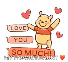 a cartoon of winnie the pooh saying " love you so much "