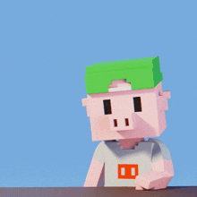 a pixelated pig giving a thumbs up