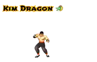 a cartoon of a man and a dragon with the words kim dragon above him