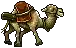 a pixel art illustration of a camel carrying a gun .