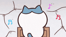 a cartoon cat is surrounded by music notes