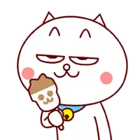 a cartoon cat is sticking its tongue out while holding an ice cream cone ..