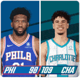 two basketball players from the philadelphia 76ers and the charlotte hornets