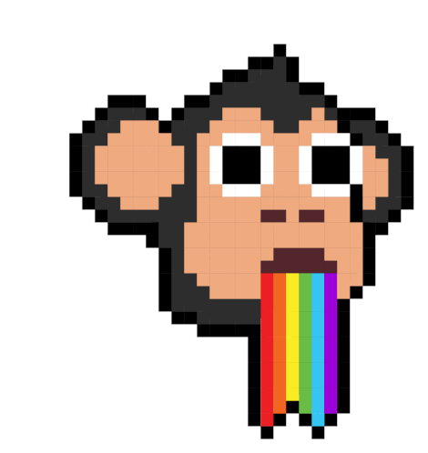 Monkey Rainbow Sticker - Monkey Rainbow Pixel Art Stickers