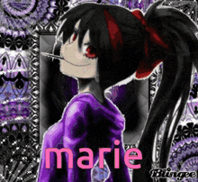 a picture of a girl with the name marie on the bottom