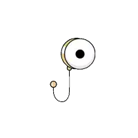 a cartoon drawing of a balloon with a big eye and a smaller eye attached to it .