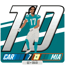 a miami dolphins football player with the number 17