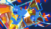 a cartoon of rick and morty is shown on a colorful background with the letters ash on the bottom