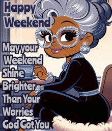 a cartoon of an older woman with glasses and a cup of coffee