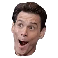a close up of a man 's face with his mouth open and a surprised look on his face .