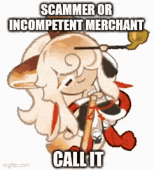 a cartoon of a sheep holding a stick and a trumpet .