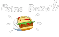 a cartoon drawing of a hamburger that says primo burg !