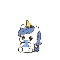 a cartoon of a unicorn with a speech bubble above its head