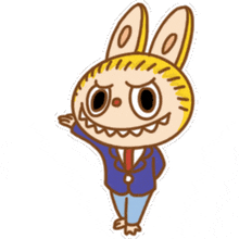 a cartoon drawing of a boy with bunny ears and teeth