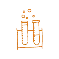 a drawing of two test tubes in a holder with liquid coming out of them .