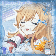a picture of a girl with the words i love you so on the top
