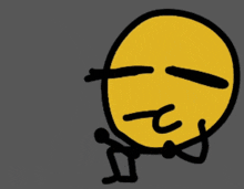 a cartoon drawing of a yellow face with black eyes