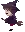 a pixel art of a witch flying on a broomstick .