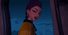 a cartoon character wearing a yellow jacket that says " putteturn " on it