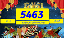a poster for museum bola toto macau with a dragon