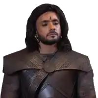 a man with long hair and a beard is wearing a black leather outfit