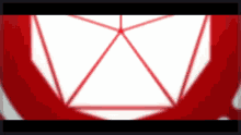a close up of a red and white geometric shape