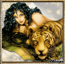 tiger woman dark haired woman tiger love sparkling eyes