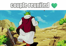a picture of a cartoon character with the words couple reunited below him