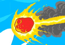 a cartoon drawing of a comet with smoke coming from it
