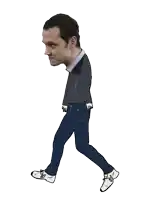 a drawing of a man walking with the letter s on his shoes
