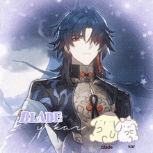 a drawing of a man with the name blade written on it