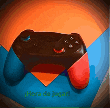 a video game controller with the words hora de jugar in the corner
