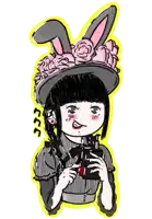 a drawing of a girl wearing bunny ears