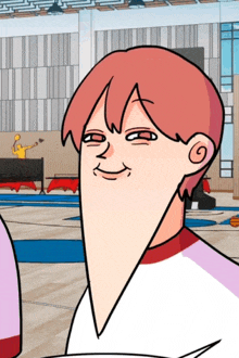 a cartoon of a man with a long neck making a face