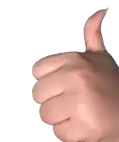 a hand is giving a thumbs up on a white background