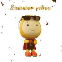 a cartoon character wearing sunglasses and a cape with the words summer vibes