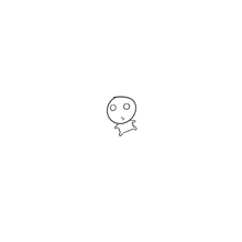 a black and white drawing of a cartoon character with a surprised look on his face .