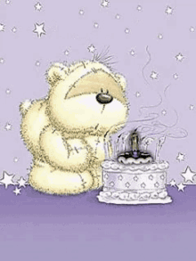 Fizzy Moon Bear Birthday GIF - Fizzy Moon Bear Birthday Candles GIFs