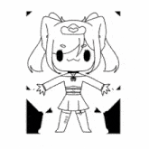 a black and white drawing of a girl with a heart in her hair