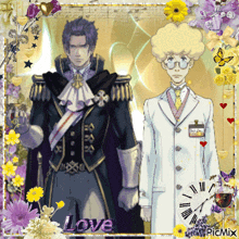 a picture of two men with the word love in the middle