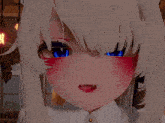 a close up of a anime girl with a red cheek